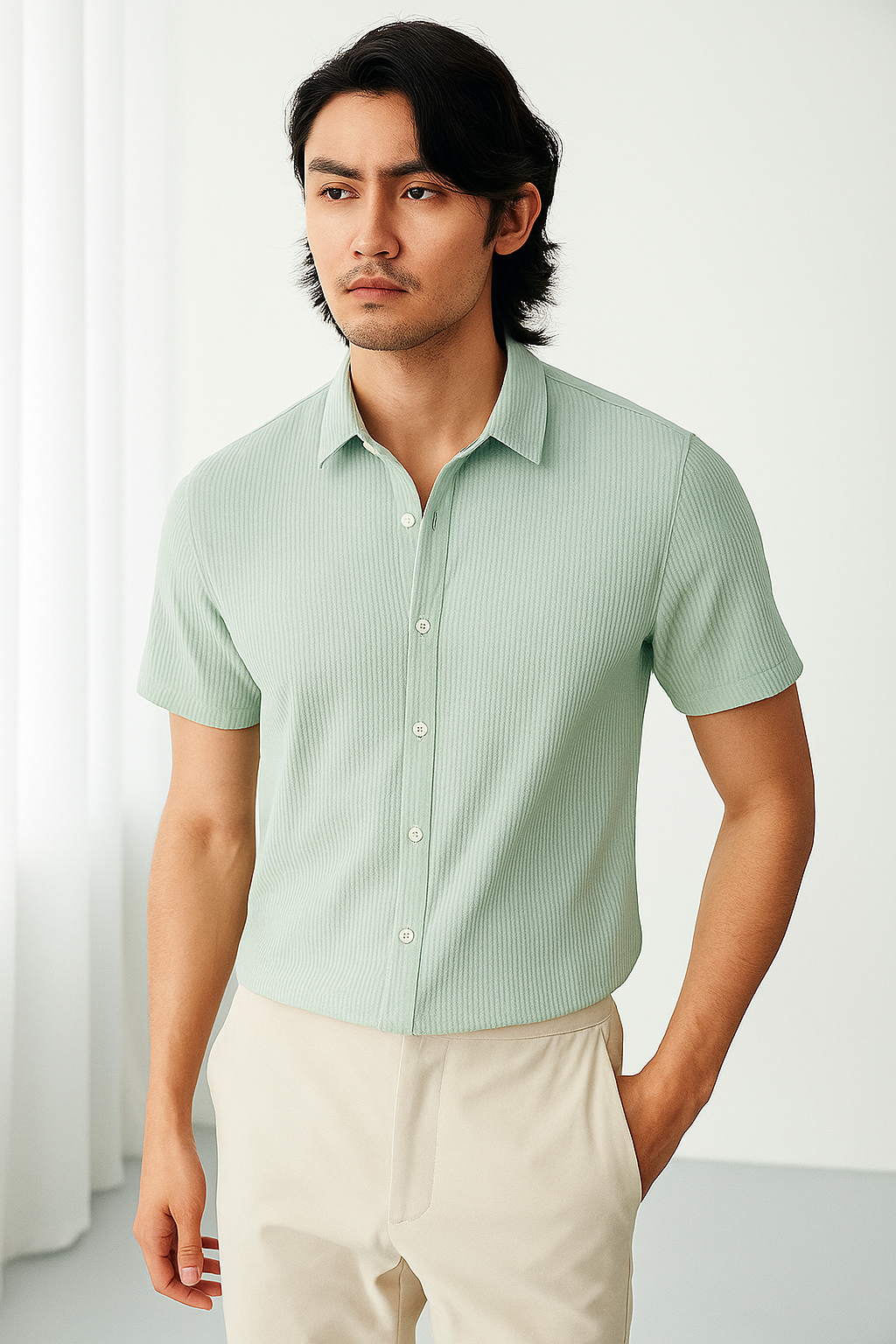Mint Breeze Textured Shirt
