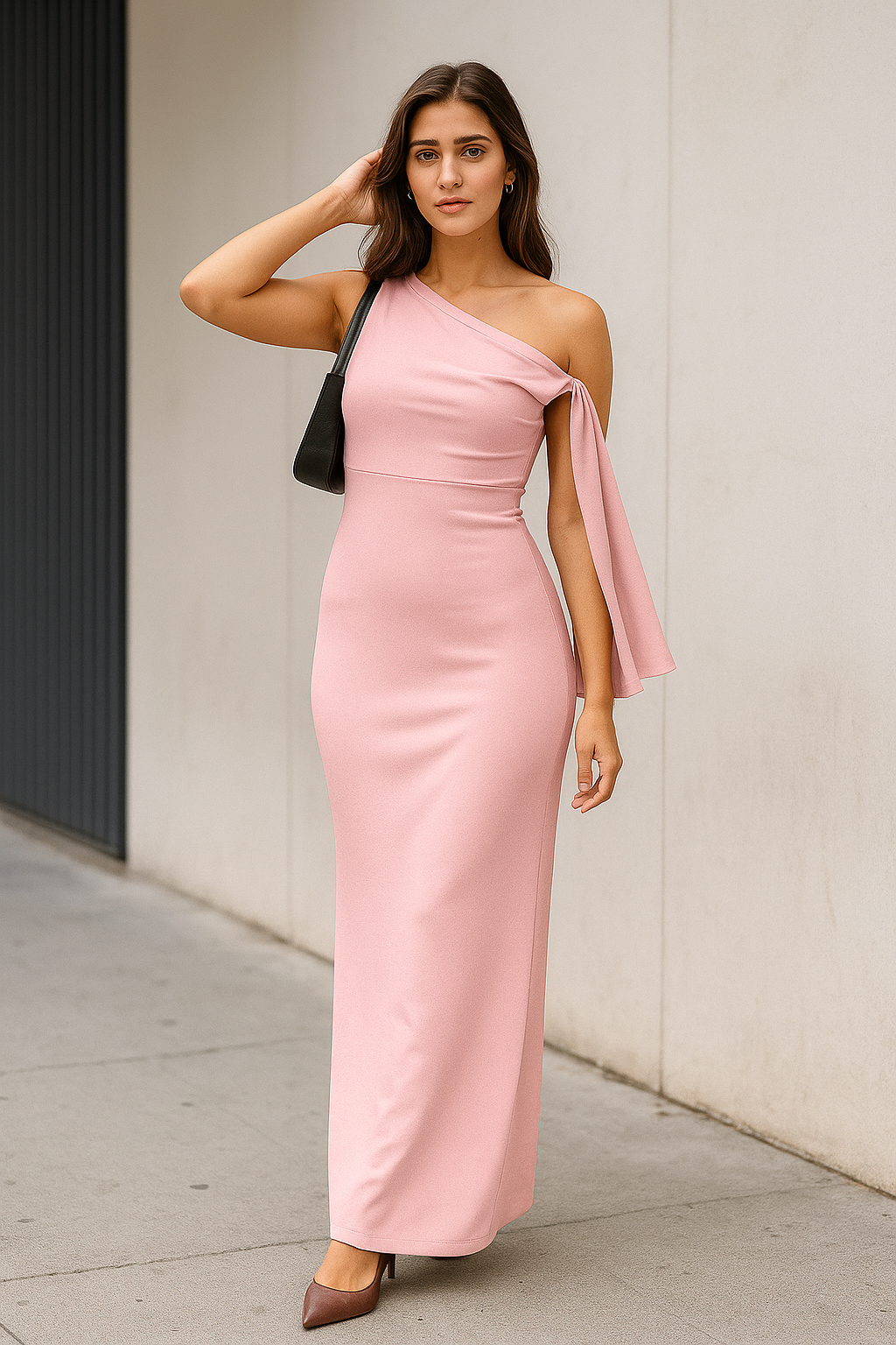 Blush Aura One-Shoulder Gown