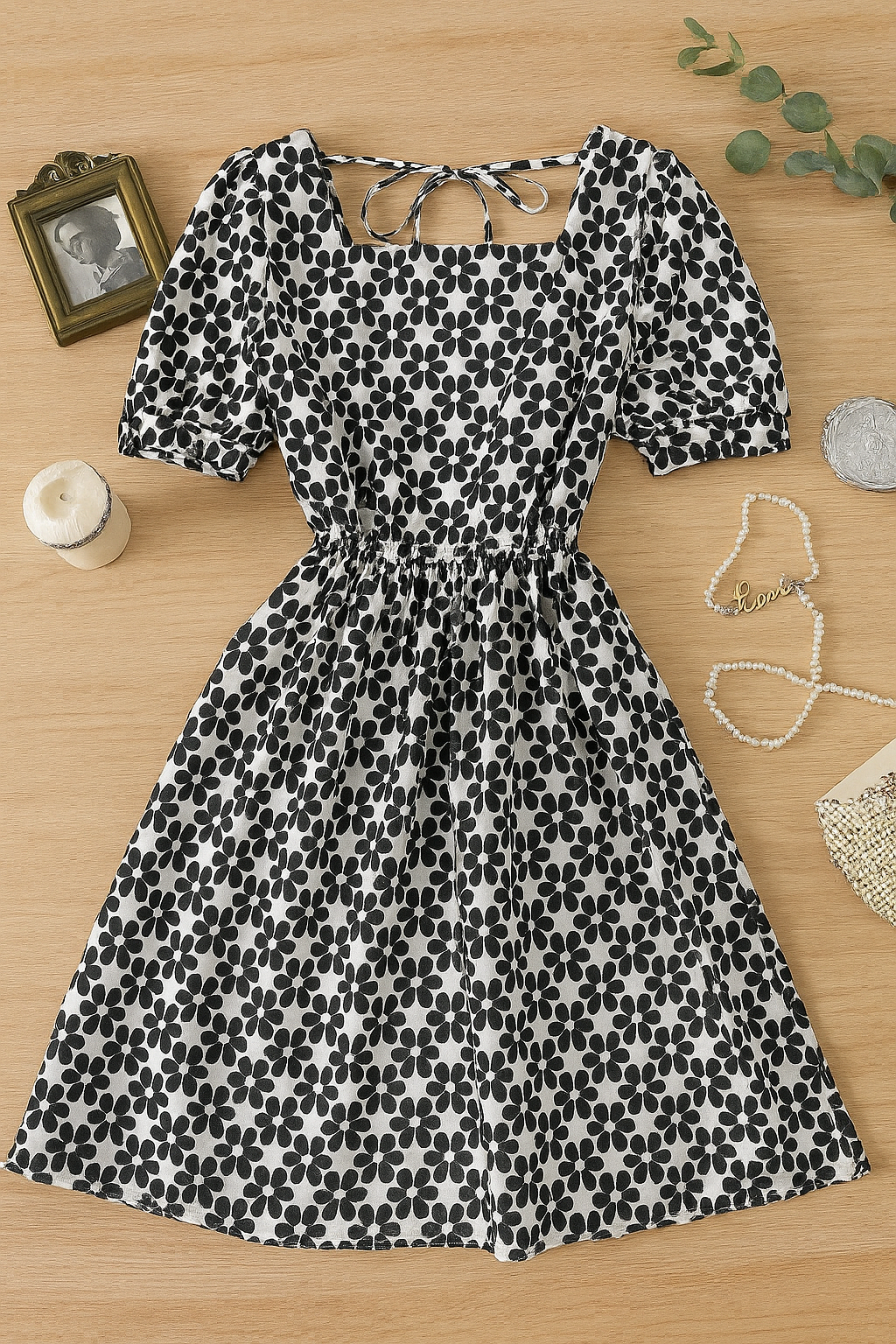 Monochrome Meadow Dress