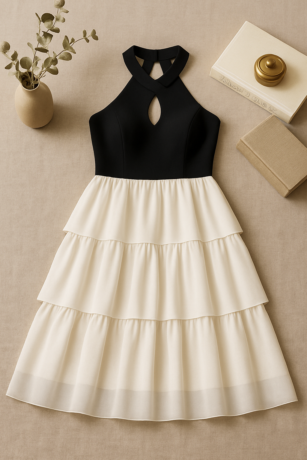 Midnight Bloom Halter Dress